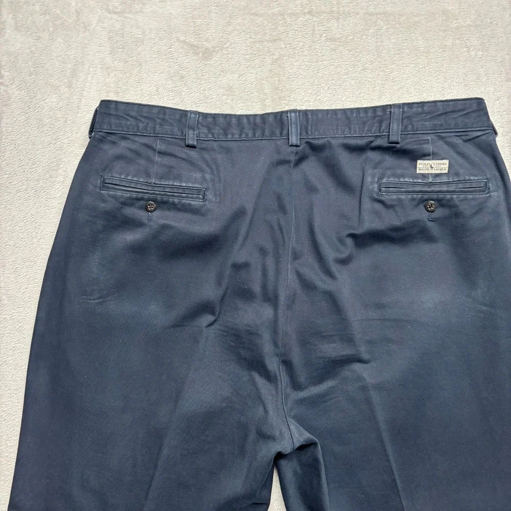VTG Polo Ralph Lauren Pants Mens 40x30 Fits‎ 38x30 Blue Andrew Pleated Chino USA